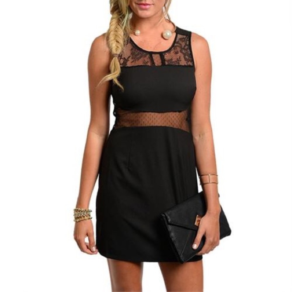 Black Party Dress with Lace Cut Outs!